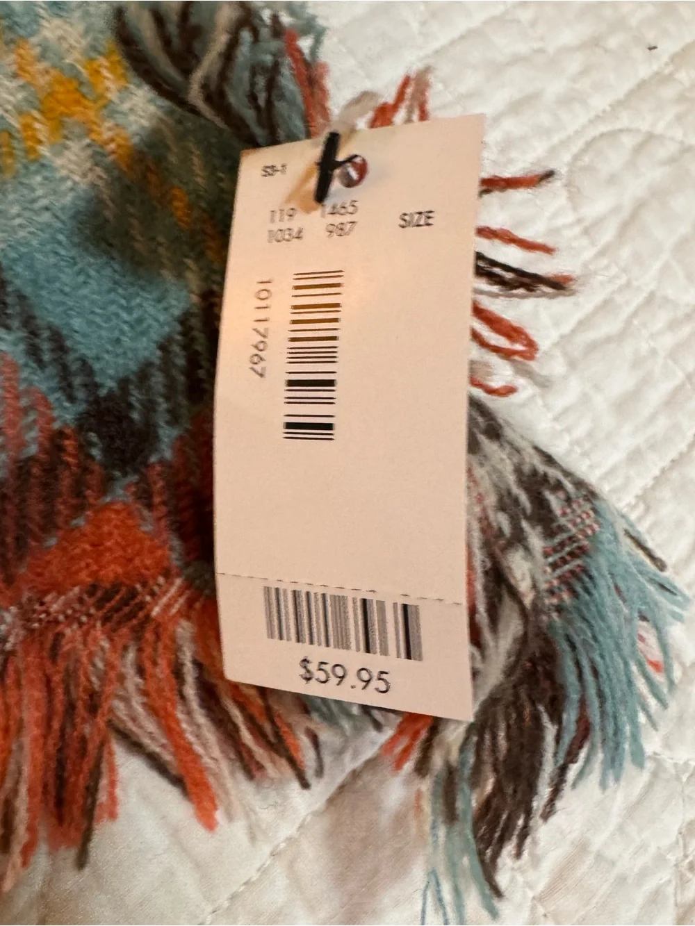 The Limited Orange & Blue Plaid Reversible Shawl Wrap Scarf